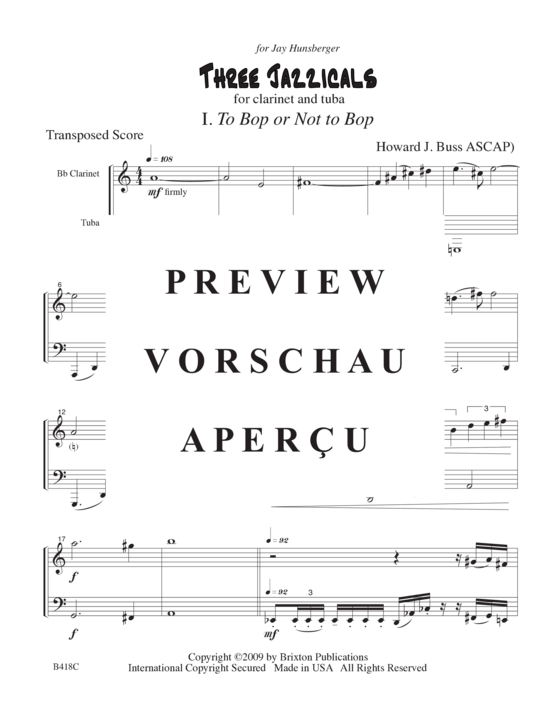 Product gallery: Page 5 of 21 Three Jazzicals , , (clarinet and tuba)