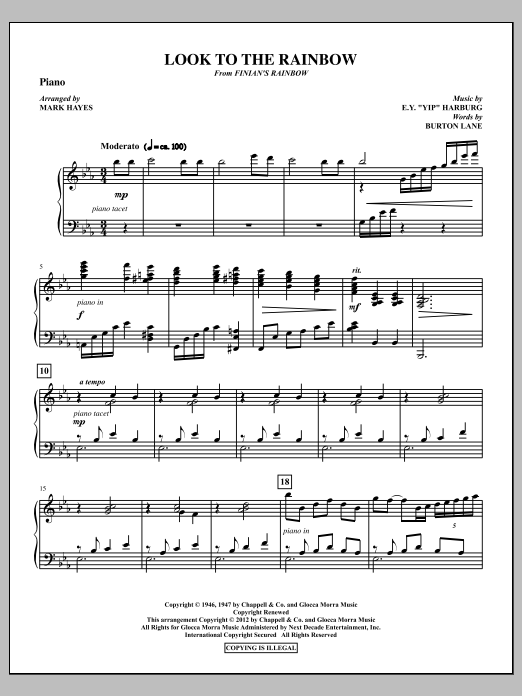 Product picture to: Look To The Rainbow - Piano