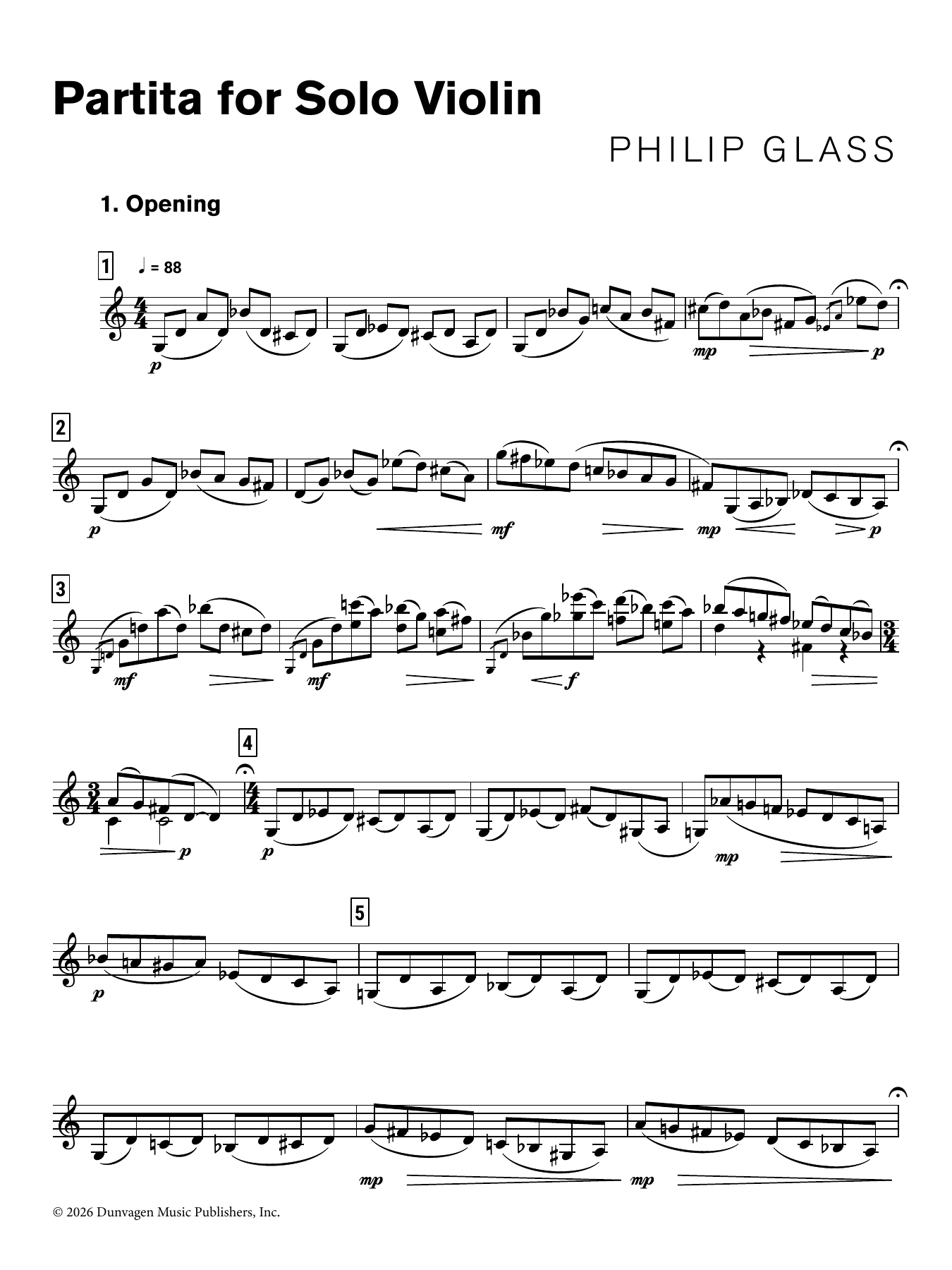 Product gallery: Page 1 of 1 Partita for Solo Violin, Philip Glass