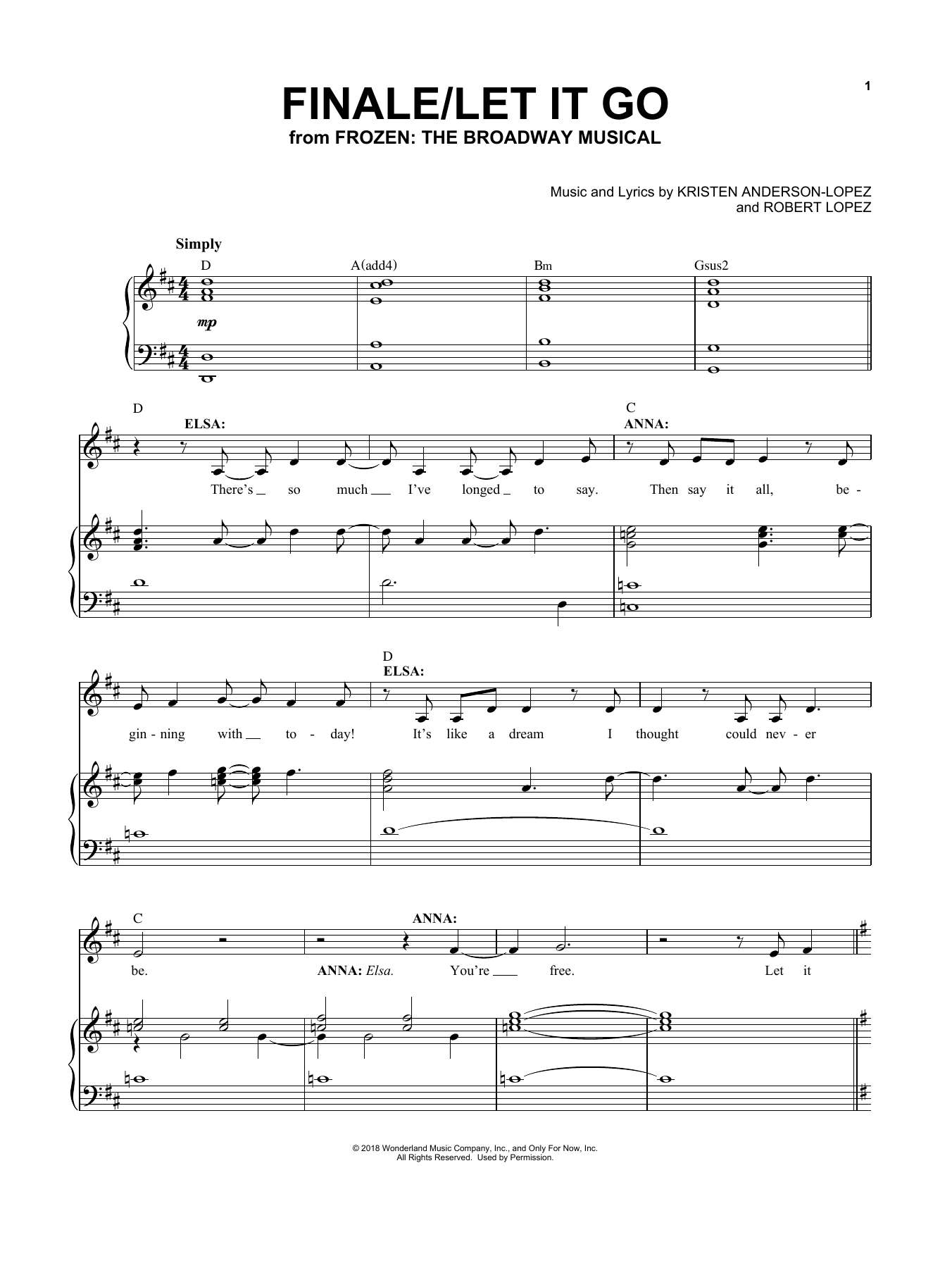 Produktbild zu: Finale / Let It Go (from Frozen: The Broadway Musical)