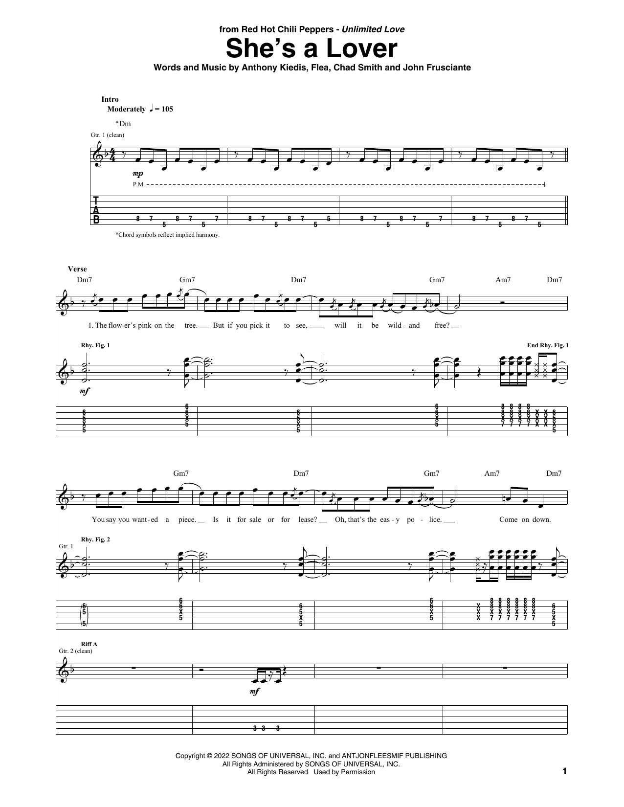 Produktgalerie: Seite 1 von 1 She's A Lover, Red Hot Chili Peppers, Gitarre