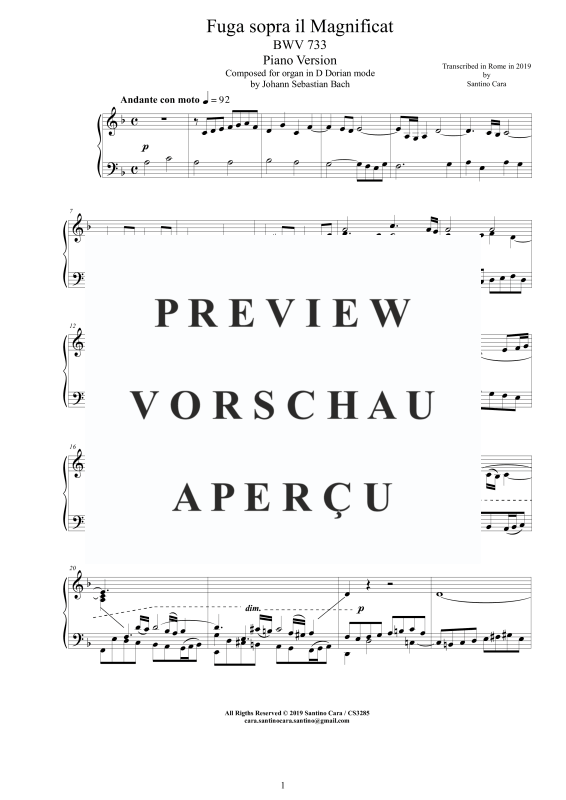 Produktgalerie: Seite 2 von 7 Fuga sopra il Magnificat - BWV 733 - Piano Version, , Klavier Solo