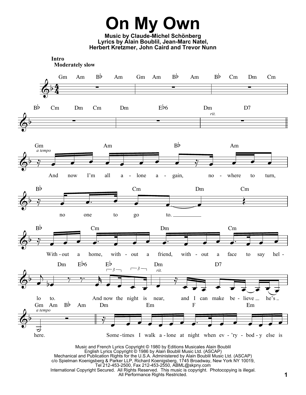 Produktbild zu: On My Own (from Les Miserables)