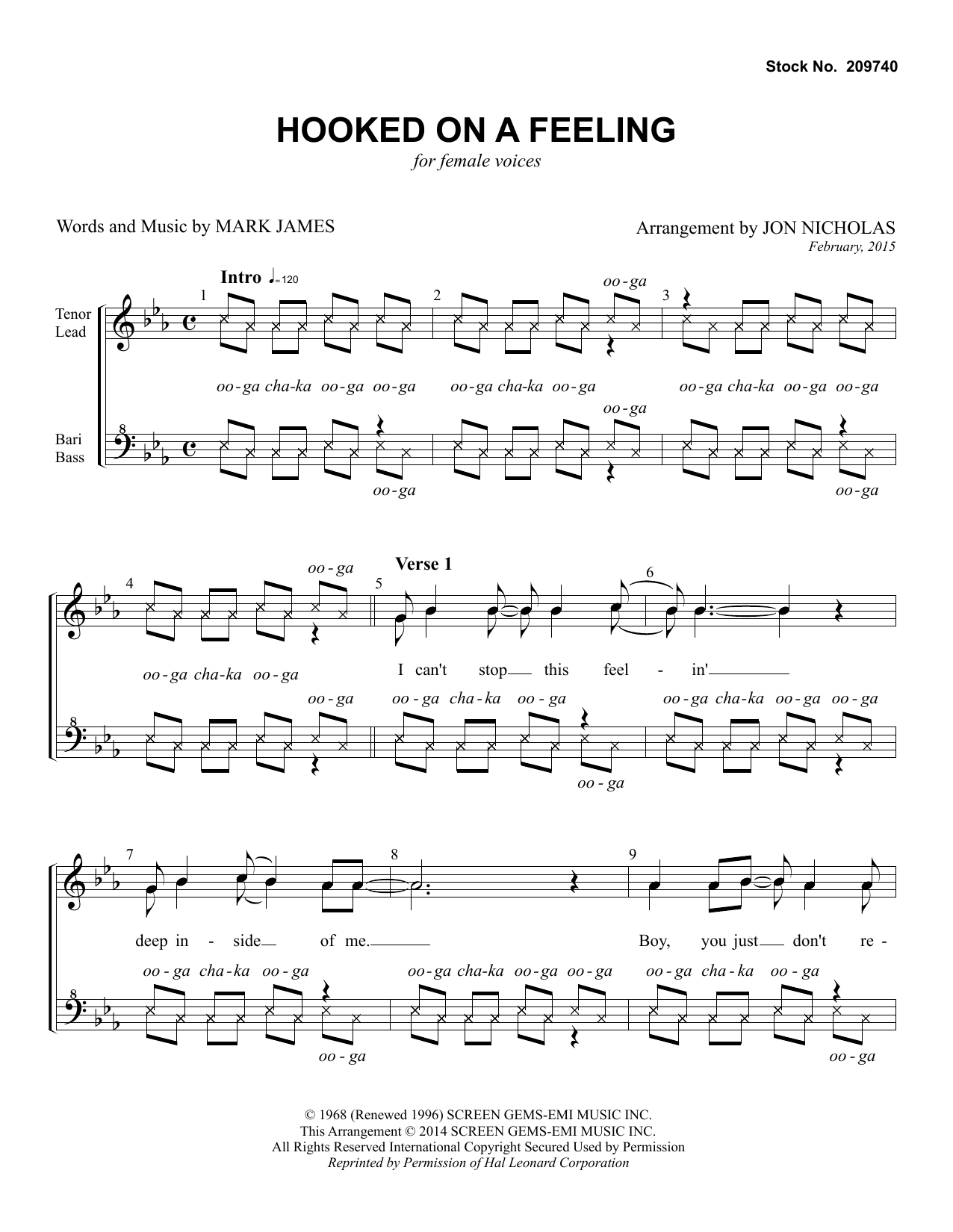 Produktgalerie: Seite 1 von 1 Hooked On A Feeling (arr. Jon Nicholas), Blue Suede, Chor
