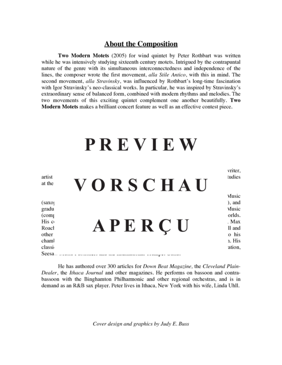 Produktgalerie: Seite 3 von 21 Two Modern Motets , , (Holzbläser Quintett Flöte, Oboe, Klarinette, Horn, Fagott)