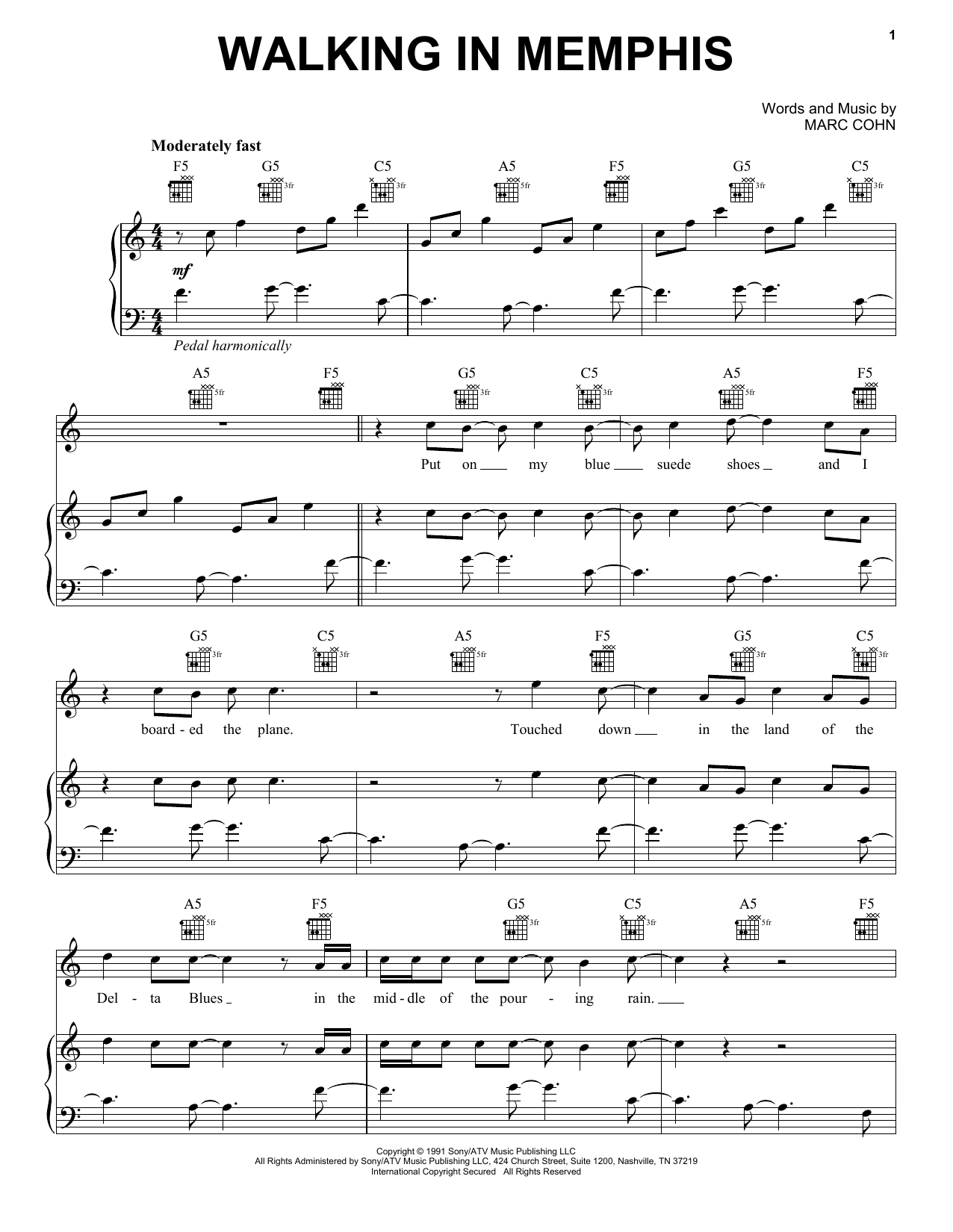 Produktgalerie: Seite 1 von 1 Walking In Memphis, Marc Cohn, Gesang, Gitarre, Klavier