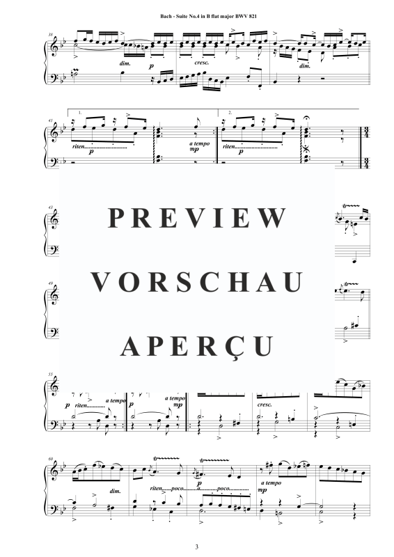 Produktgalerie: Seite 4 von 9 Piano Suite No.4 in B-Dur BWV 821 - Complete Piano Version, , Klavier Solo