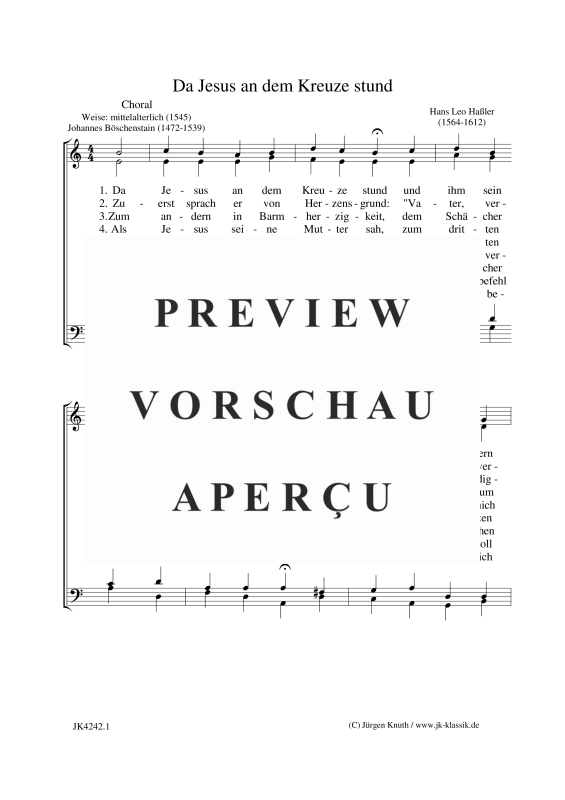 gallery: Da Jesus an dem Kreuze stund, , Gemischter Chor