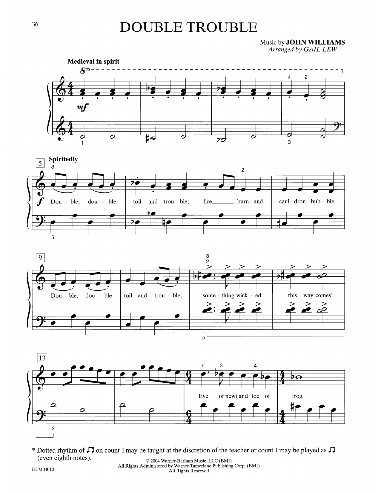 Product picture to: Double Trouble (from Harry Potter) (arr. Gail Lew)