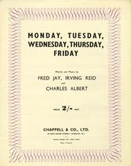 cover: Monday, Tuesday, Wednesday, Thursday, Friday, Fred Jay, Gesang, Gitarre, Klavier