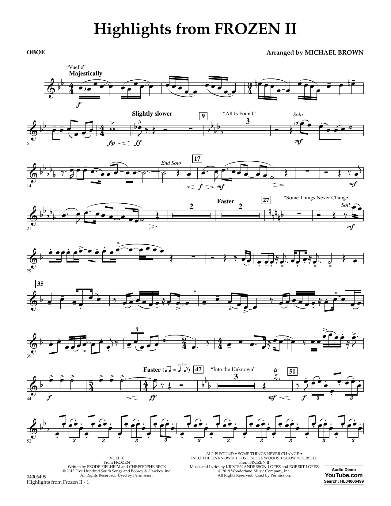 Produktbild zu: Highlights from Disney's Frozen 2 (arr. Michael Brown) - Oboe