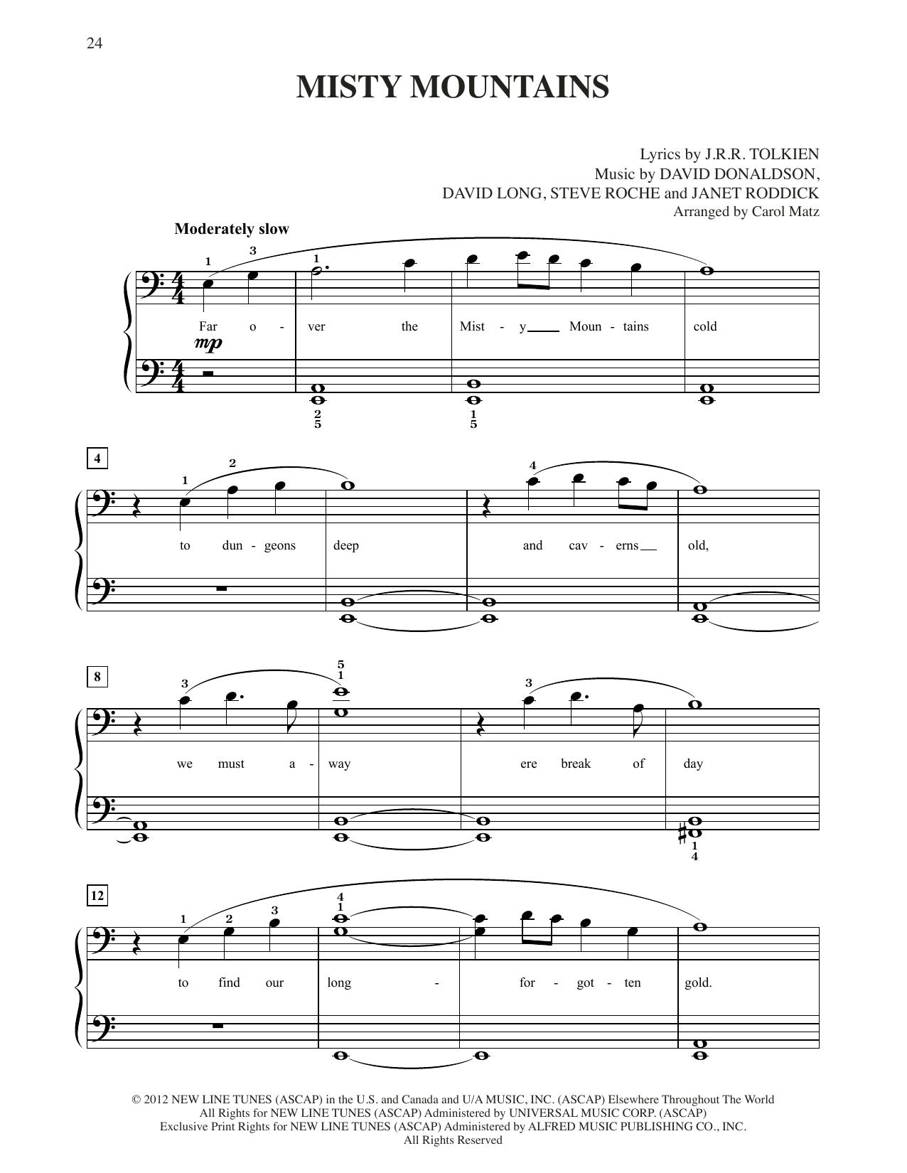Produktgalerie: Seite 1 von 1 Misty Mountains (from The Hobbit: An Unexpected Journey) (arr. Carol Matz), Richard Armitage, Klavier