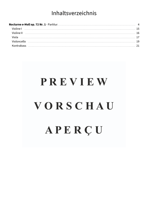 Product gallery: Page 5 of 11 Nocturne E-Moll, op. 72 Nr. 1, , String Orchestra