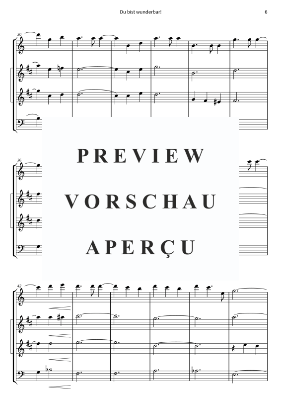 Produktgalerie: Seite 8 von 11 Du bist wunderbar! - Der herzlichste Knef-Song für dein Holzbläserquartett, , Holzbläser Quartett