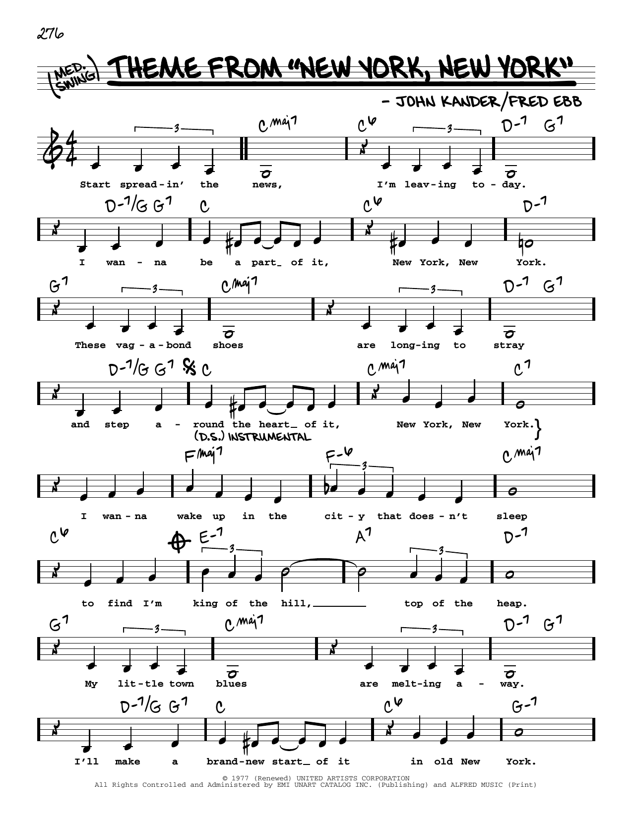 Produktbild zu: Theme from New York, New York (Low Voice)