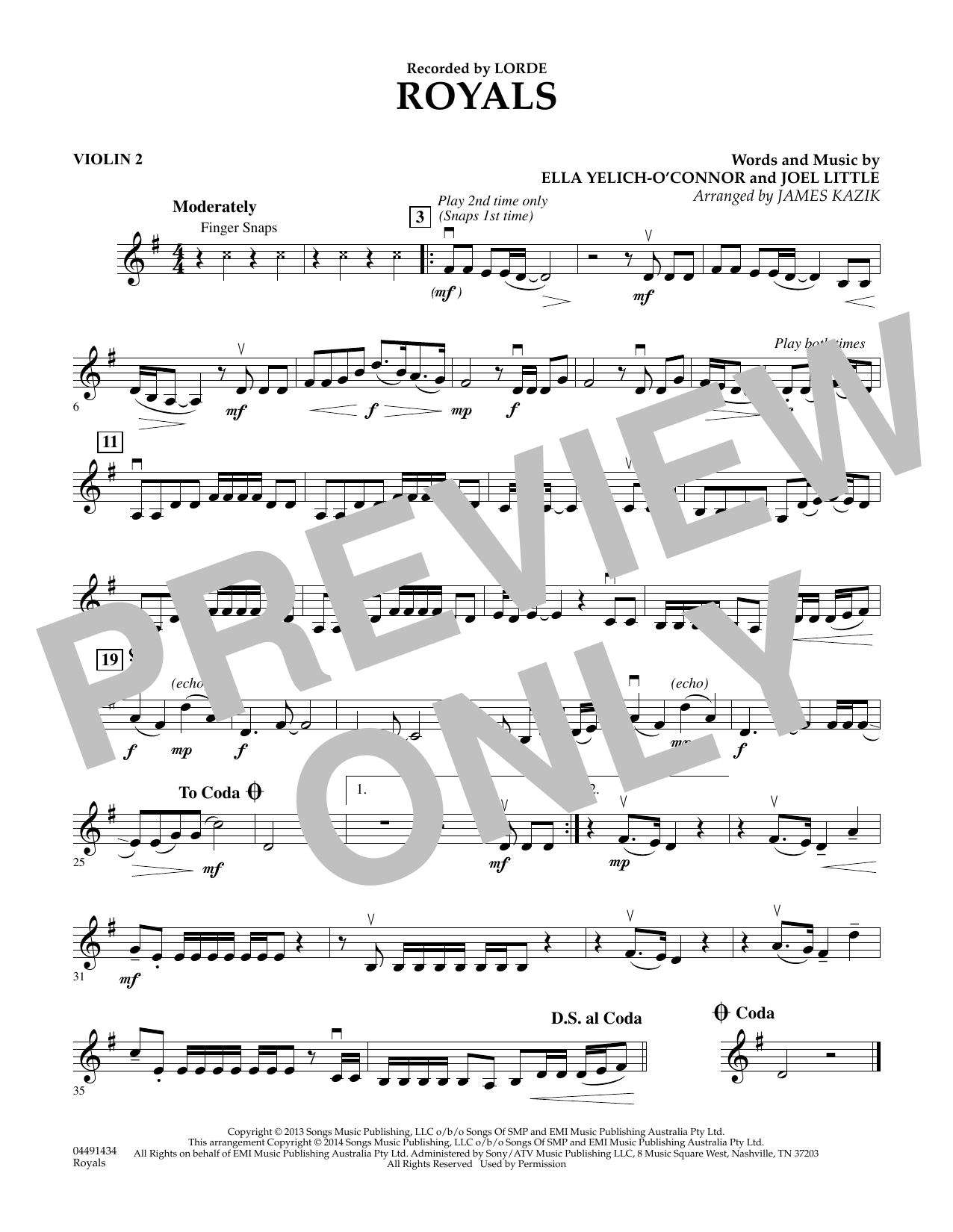 Produktbild zu: Royals - Violin 2
