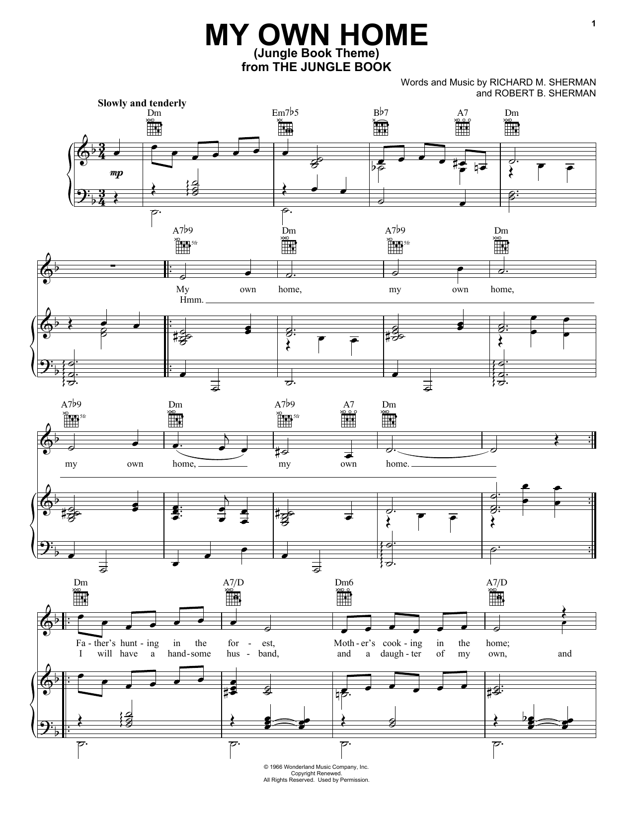 Product picture to:  My Own Home (Jungle Book Theme) - Sherman Brothers