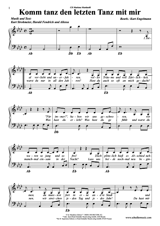 Produktbild zu: Komm tanz den letzten tanz mit mir Marlena Marinelli
