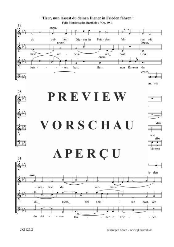 gallery: Herr, nun lässest du deinen Diener in Frieden fahren  op.69.1, , Gemischter Chor