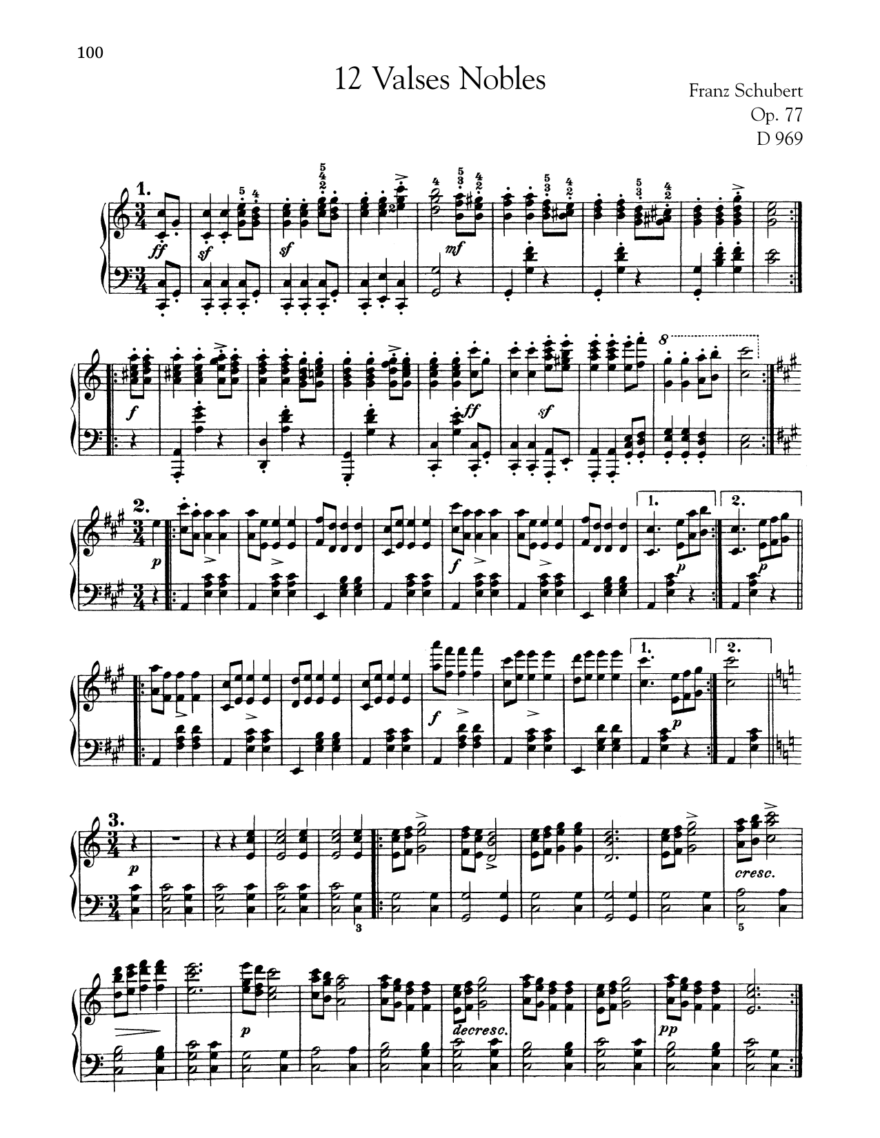 Produktbild zu: 12 Valses Nobles, Op. 77, D. 969