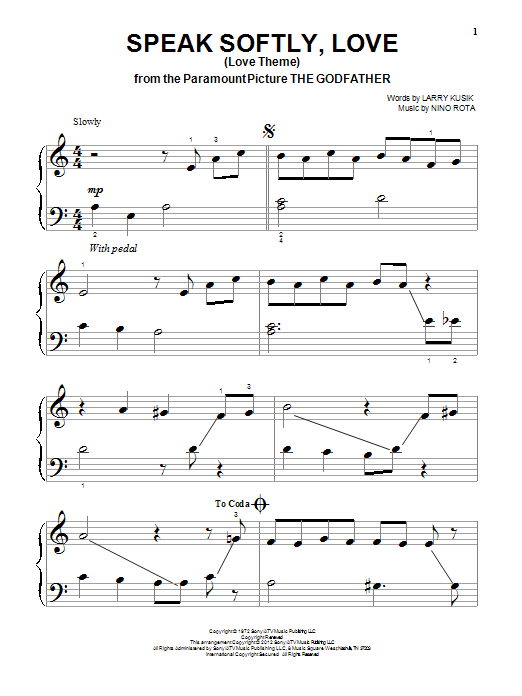 Produktgalerie: Seite 1 von 1 Speak Softly, Love (Love Theme), Andy Williams, Klavier