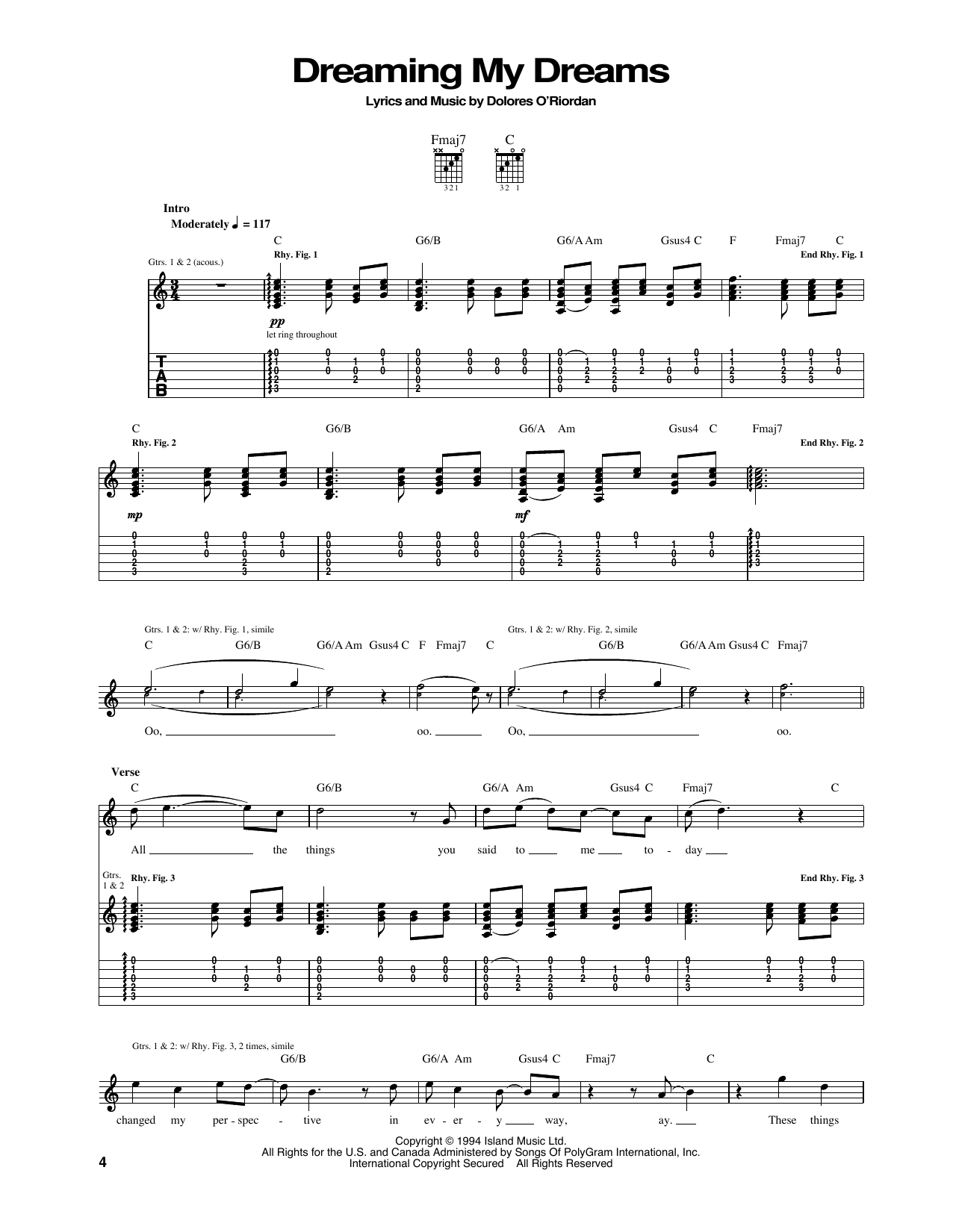 Produktgalerie: Seite 1 von 1 Dreaming My Dreams, The Cranberries, Gitarre