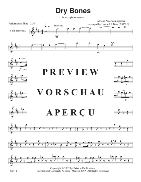 Product gallery: Page 12 of 15 Dry Bones , , (4 saxophone quartet SATB)