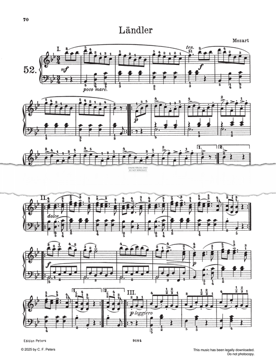 Produktgalerie: Seite 1 von 1 Ländler B-major, Wolfgang Amadeus Mozart, Klavier