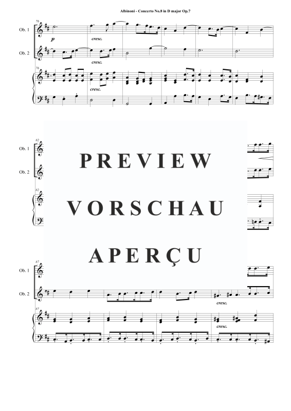 Product gallery: Page 10 of 11 Oboe Concerto No.8 in D-Dur Op.7, , 2 Oboes and Piano/Harpsichord