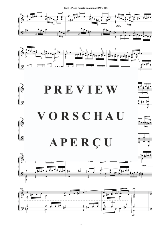 Produktgalerie: Seite 8 von 11 Klavier Sonate in A-Moll BWV 965 - nach Johann Adam Reincken, , Klavier Solo