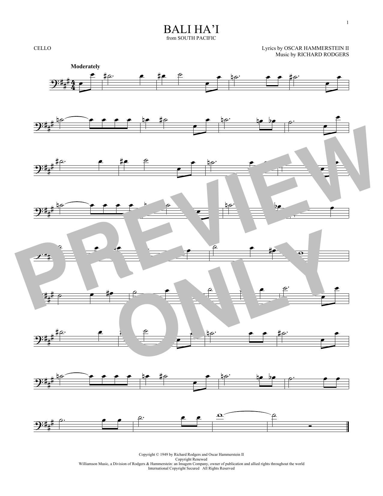 Produktgalerie: Seite 1 von 1 Bali Ha'i, Rodgers & Hammerstein, Violoncello