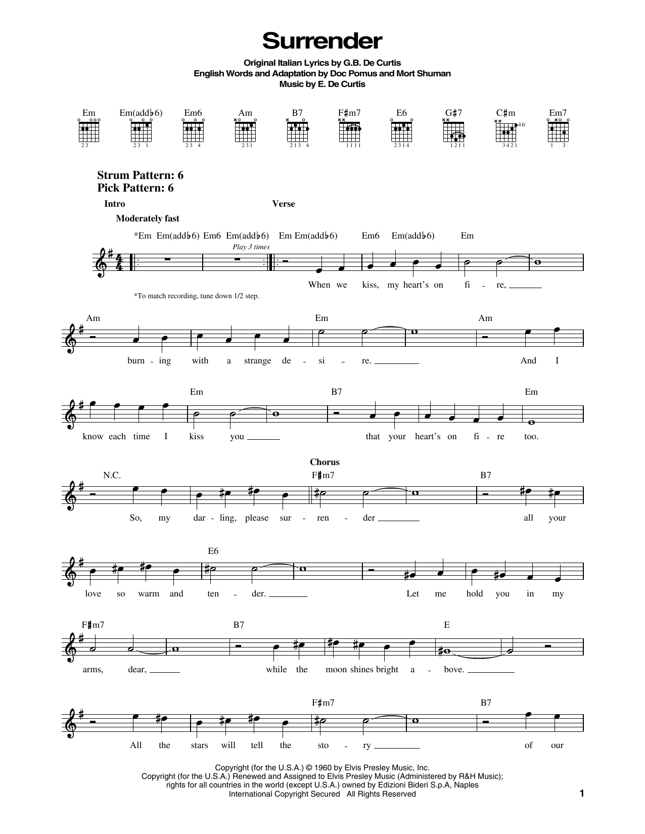 Produktgalerie: Seite 1 von 1 Surrender, Elvis Presley, Gitarre