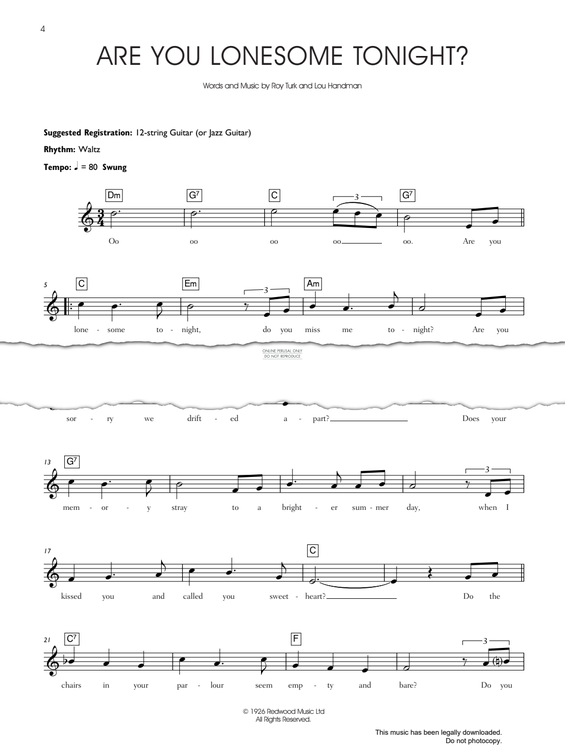 Produktgalerie: Seite 1 von 1 Are You Lonesome Tonight?, Elvis Presley, Gesang, Keyboard