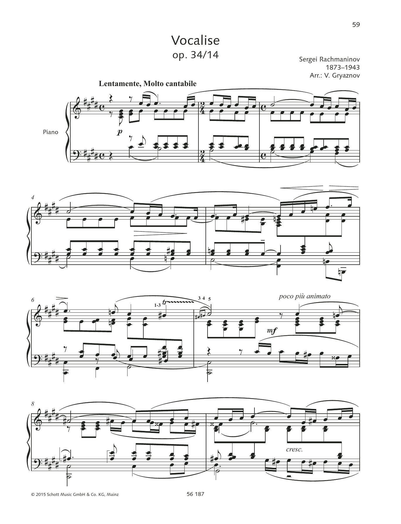 Product gallery: Page 1 of 1 Vocalise, Sergei Rachmaninoff