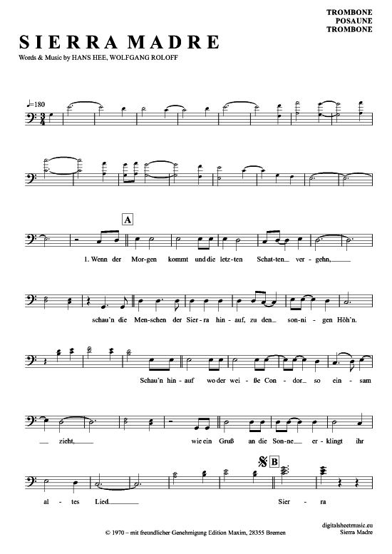 Product gallery: Page 1 of 4 Sierra Madre , Zillertaler Schürzenjäger, (Posaune / Bariton)