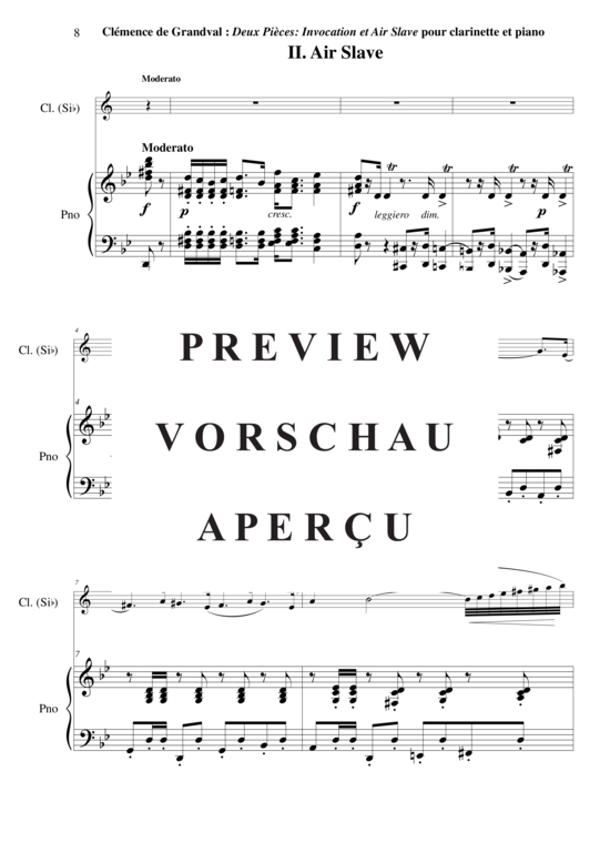 Product gallery: Page 9 of 21 Deux Pièces : Invocation et Air Slave , , (clarinet in Bb + piano)