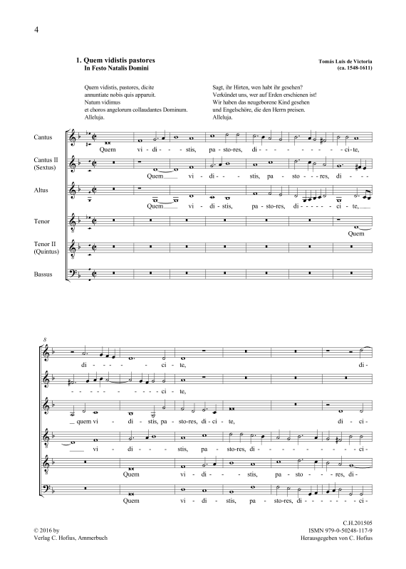 Product picture to: Quem vidistis pastores / Dicite quid nam vidistisTomás Luis de Victoria