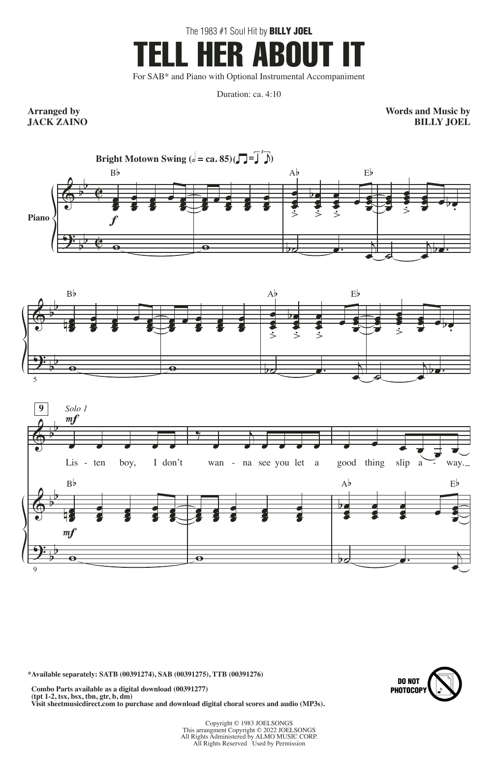 Produktbild zu: Tell Her About It (arr. Jack Zaino)