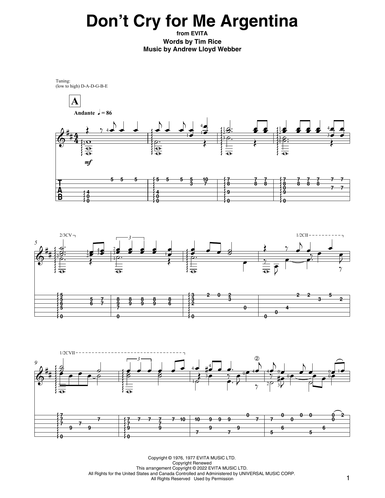Produktbild zu: Don't Cry For Me Argentina (from Evita) (arr. David Jaggs)