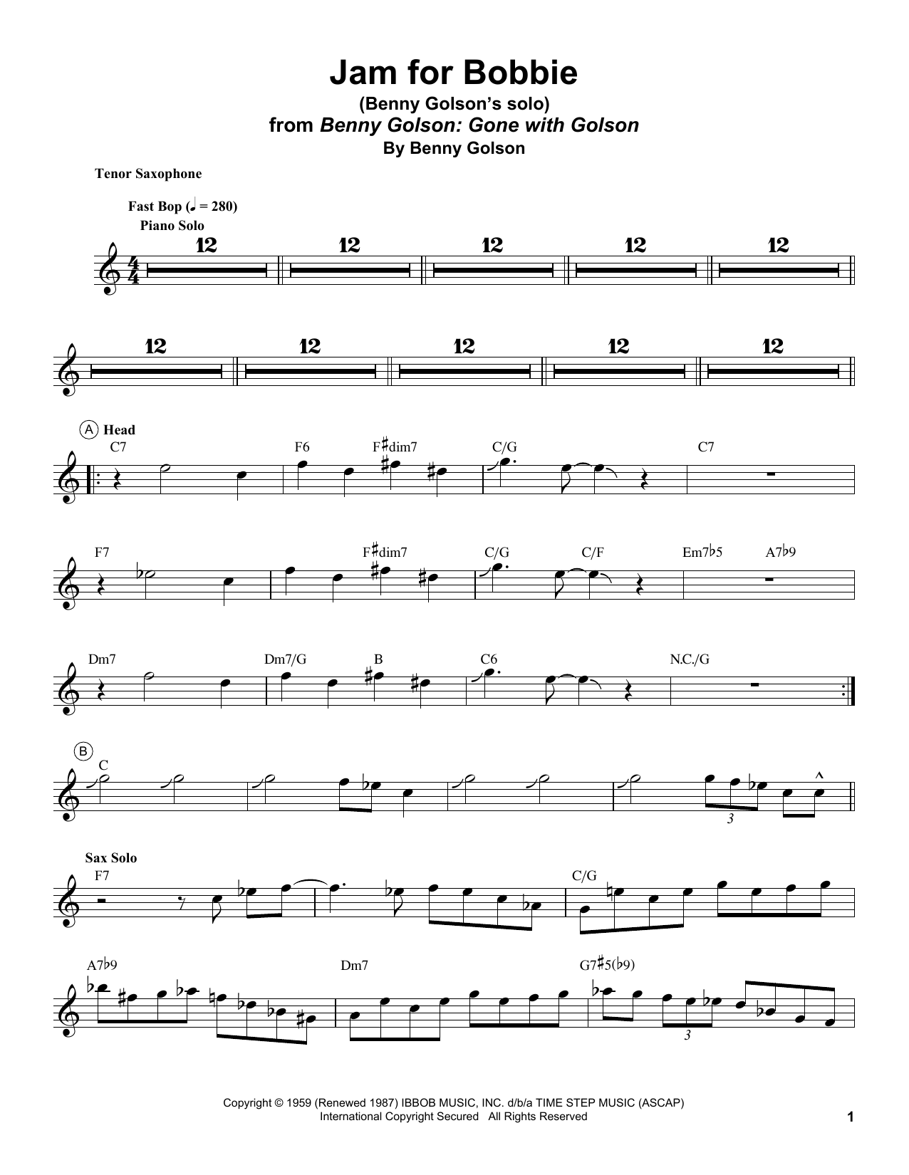Product gallery: Page 1 of 1 Jam For Bobbie, Benny Golson