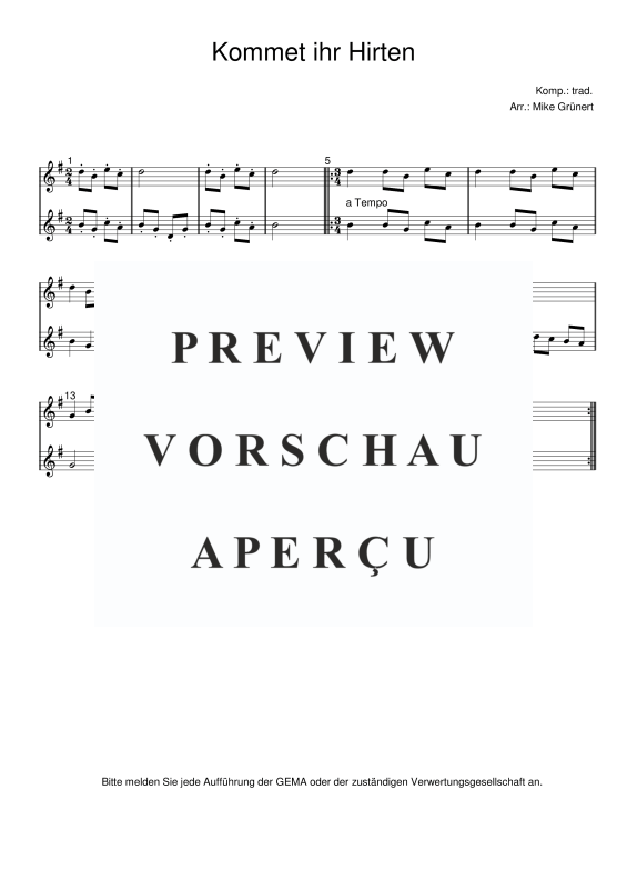 gallery: Deutsche Weihnachtslieder, , 15 Duette für 2 Trompeten oder Instrumente in B