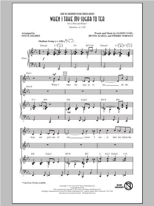 Product gallery: Page 1 of 1 When I Take My Sugar To Tea (from Monkey Business) (arr. Steve Zegree), The Boswell Sisters