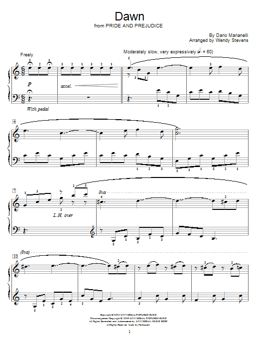 Product picture to: Dawn (from Pride And Prejudice) (arr. Wendy Stevens)