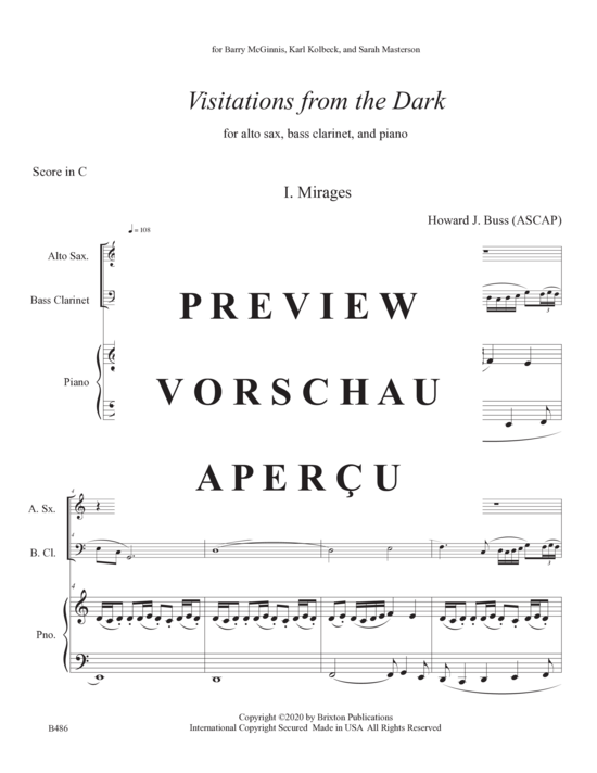 Product gallery: Page 5 of 21 Visitations from the Dark , , (alto saxophone, bass clarinet and piano)