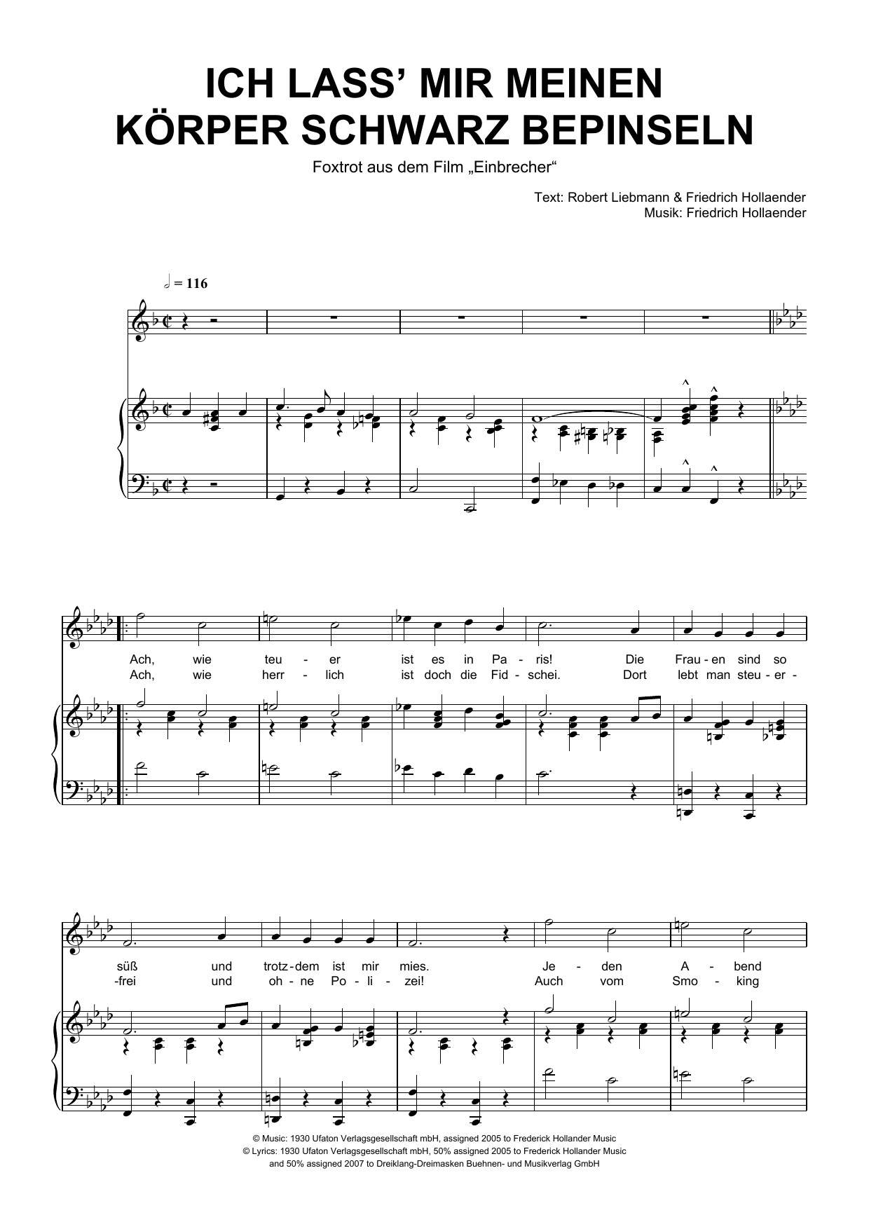 Produktgalerie: Seite 1 von 1 Ich Lass Mir Meinen Korper Schwarz Bepinseln, Friedrich Hollaender, Gesang, Klavier