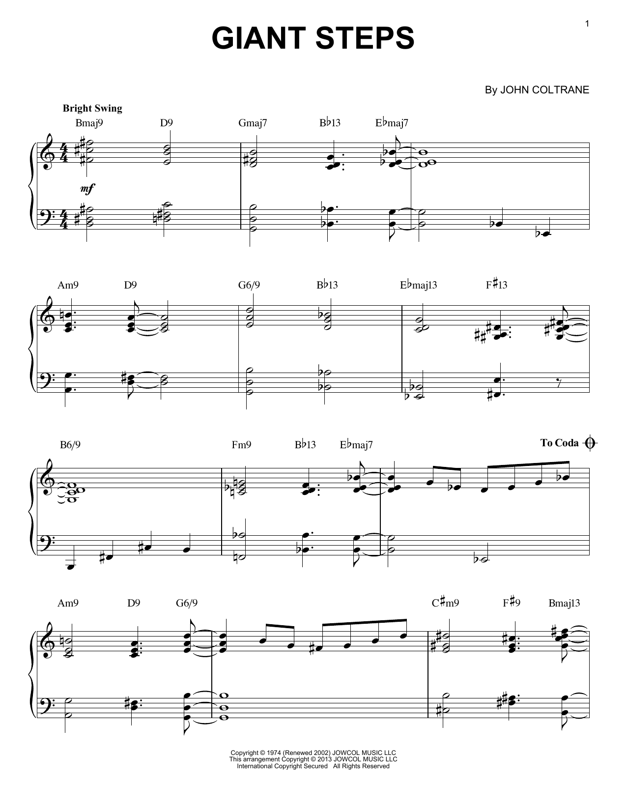 Product gallery: Page 1 of 1 Giant Steps [Jazz version] (arr. Brent Edstrom), John Coltrane