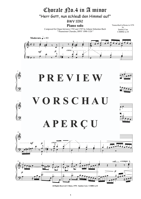 Product gallery: Page 2 of 4 Choral No.4 in A-Moll (Herr Gott, nun schleuß den Himmel auf) BWV 1092, , Solo Piano