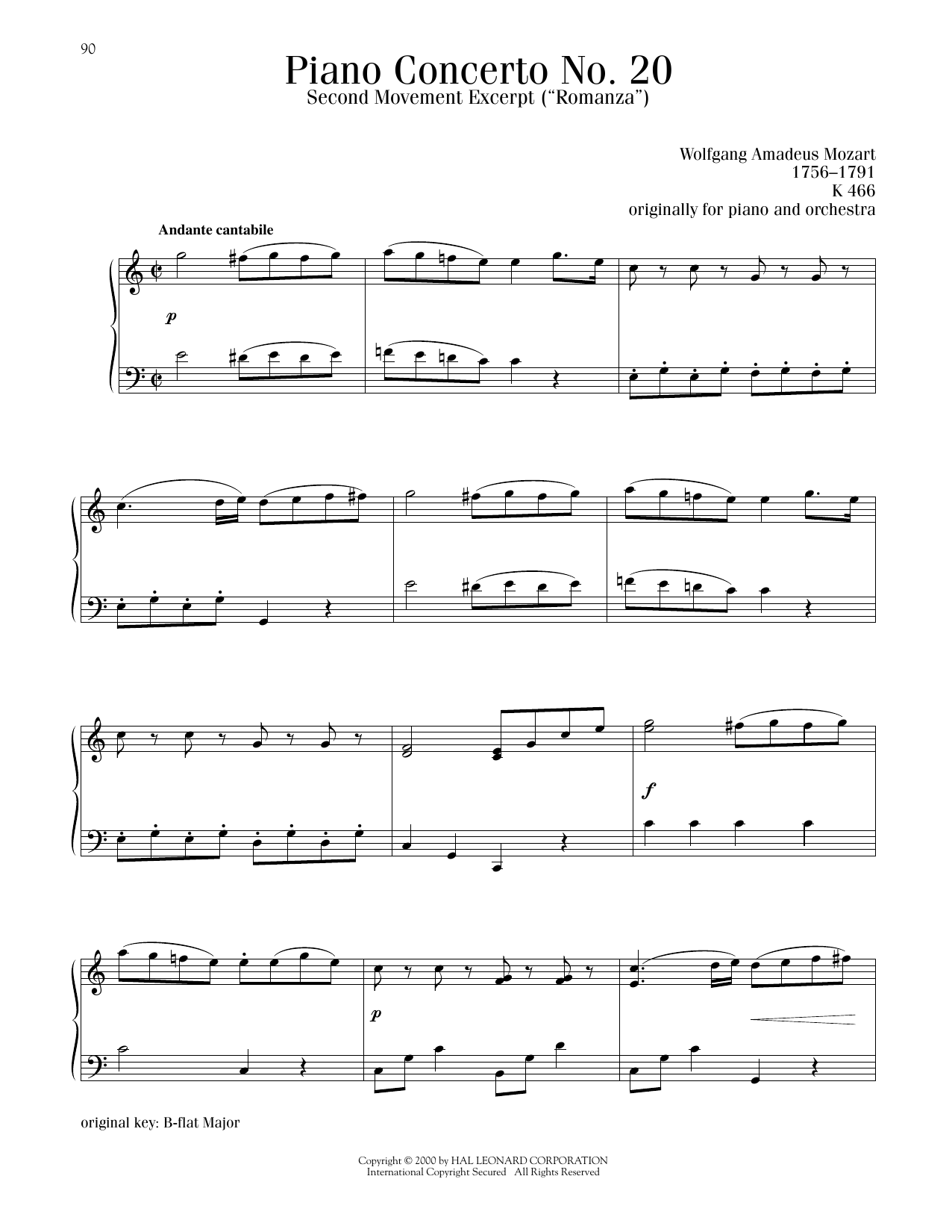 Produktbild zu: Piano Concerto No. 20, Second Movement ("Romanza") Excerpt