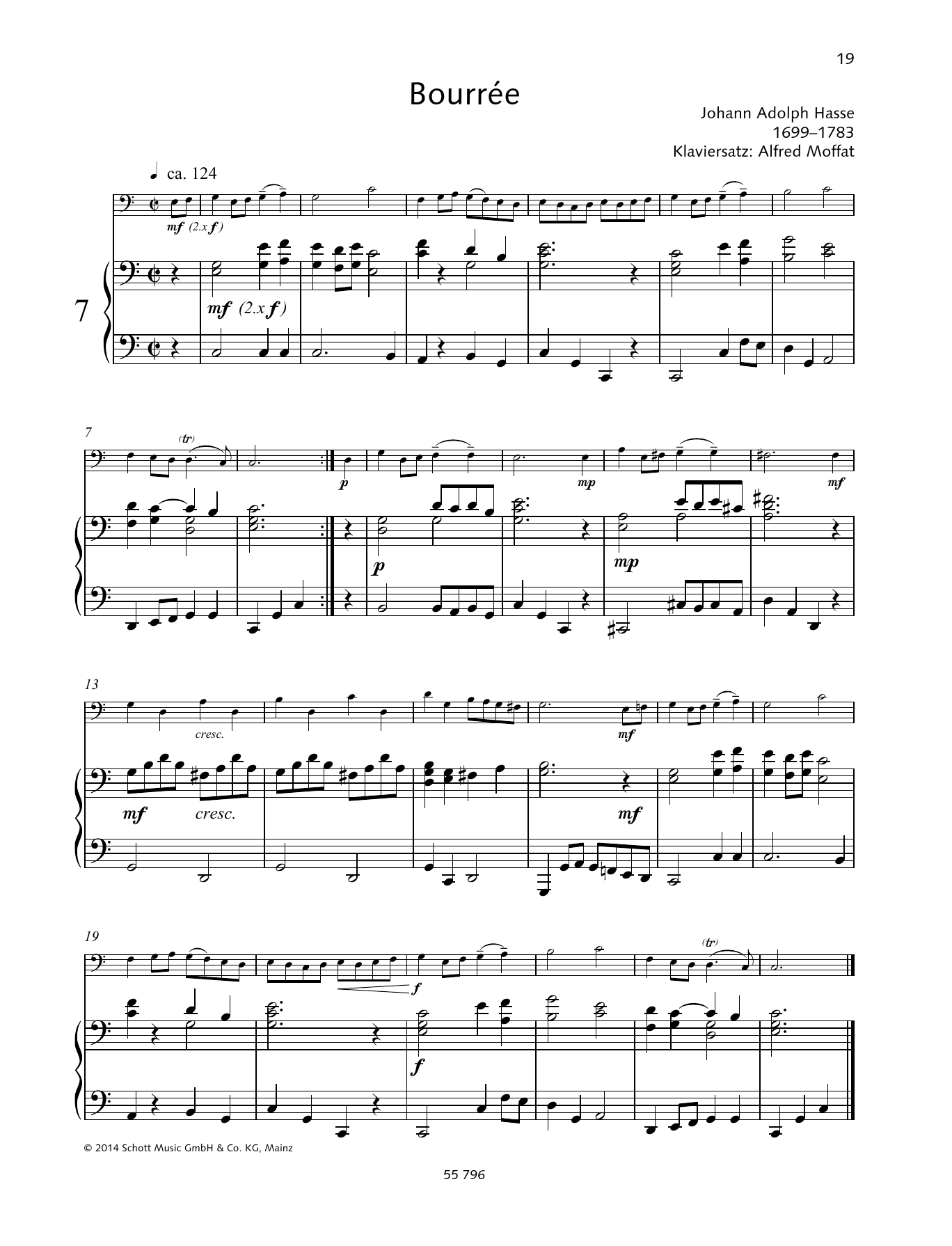 Produktgalerie: Seite 1 von 1 Bourree, Johann Adolph Hasse, Klavier, Violoncello