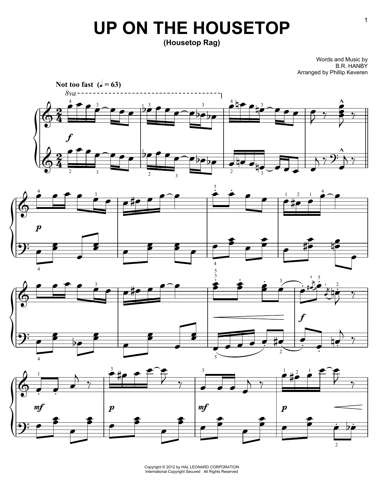 Product gallery: Page 1 of 1 Up On The Housetop [Ragtime version] (arr. Phillip Keveren), B.R. Hanby